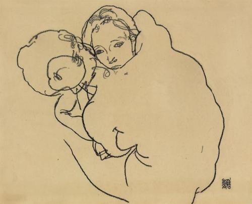 thunderstruck9:Egon Schiele (Austrian, 1890-1918), Mutter und Kind [Mother and child], 1918 Black Co