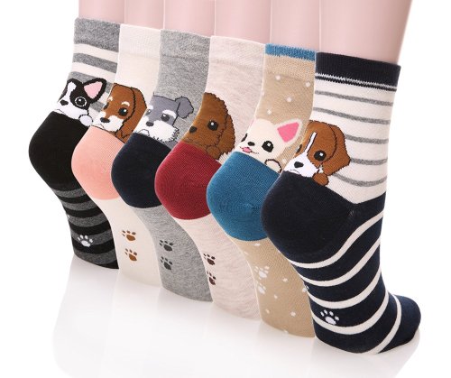 whirelez:Dosoni Girl Cartoon Animal Cute Casual Cotton Novelty Crew socks 6 packs-Gift Idea Comfort 