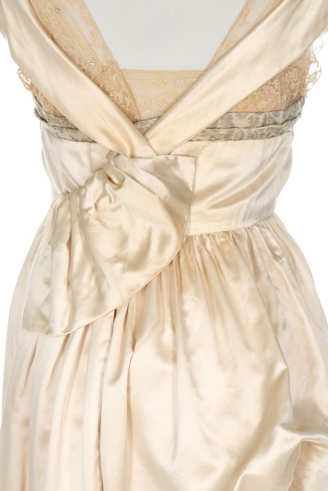 Historical Dress - A Lucile Ltd ivory satin bridal or debutante gown,...