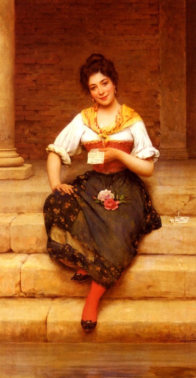 books0977:The Love Letter (1902). Eugene de Blaas (Austrian, 1843-1931). Oil on canvas. It was in Ve