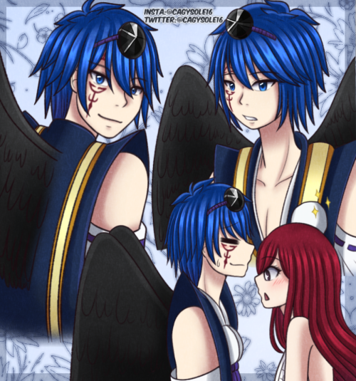 I been art block lately so here’s some doodles of Jellal wearing the Tengu of the seven stars from t