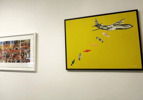 Joe Webb’s painting ‘Candy Bomb’ on display @hangupgallery next to @peterblakearti