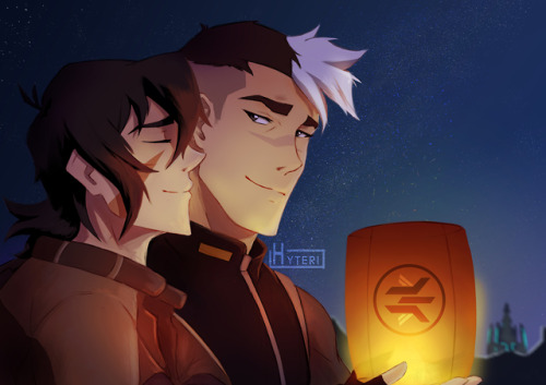 hyteriart:Co-Pilot AU - Shiro and Keith pilot the Black Lion, whose symbol and form evolves slightly