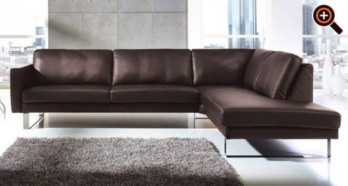 Modernes Sofa – Designer Couch fürs Wohnzimmer aus Leder – schwarz, braun, wei&szli