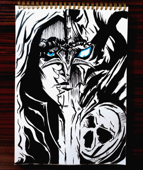 Lich King/Arthas. ink on paper