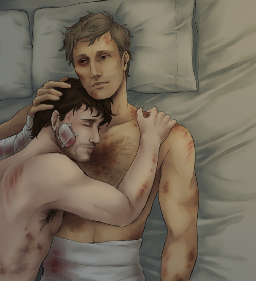 I have this fluffy headcanon that Will likes to curl up against Hannibal’s chest in the same positio