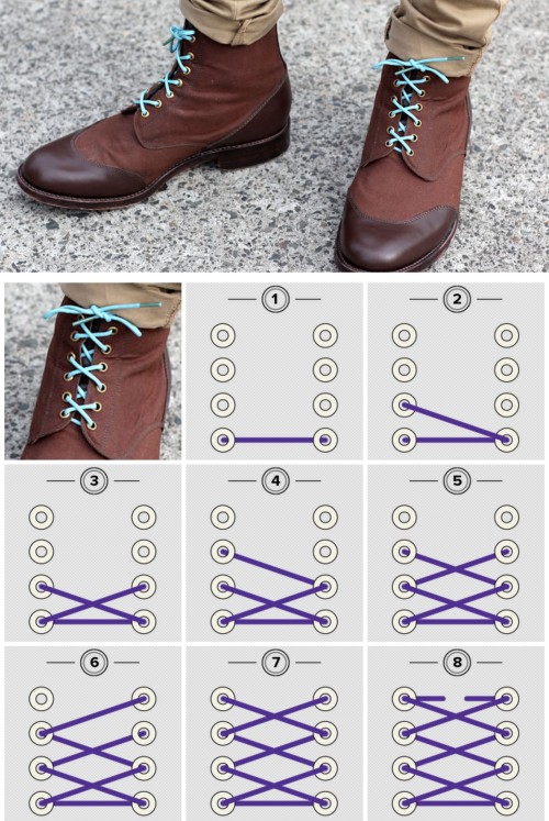 DIY Shoelace Styling from Mavericks Laces here (the Bow Tie pictured). All photos from Mavericks Lac