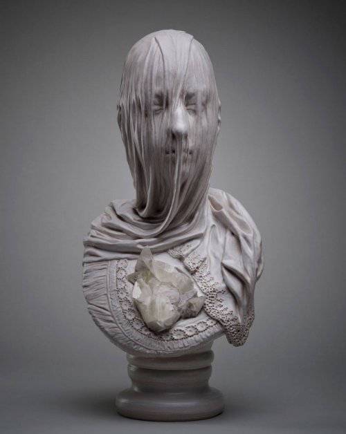 sixpenceee:    Ghostly Veiled Souls Carved Out of Solid Marble    By Artist Livio Scarpella  