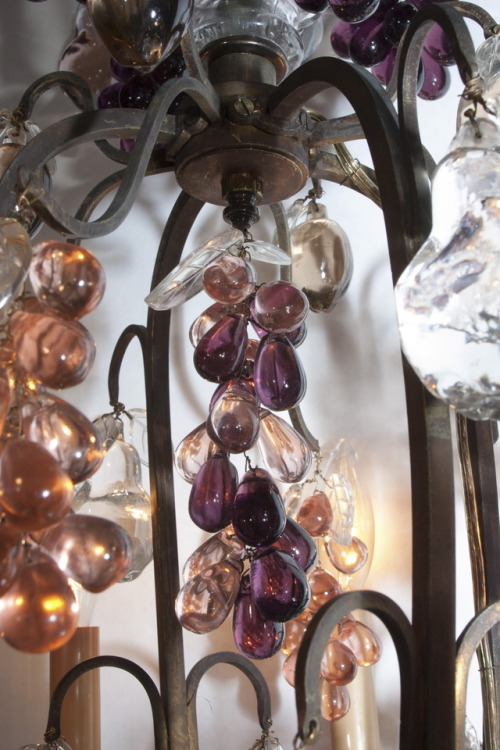 Baccarat crystal chandelier draped with colored crystal fruit (c.1880)