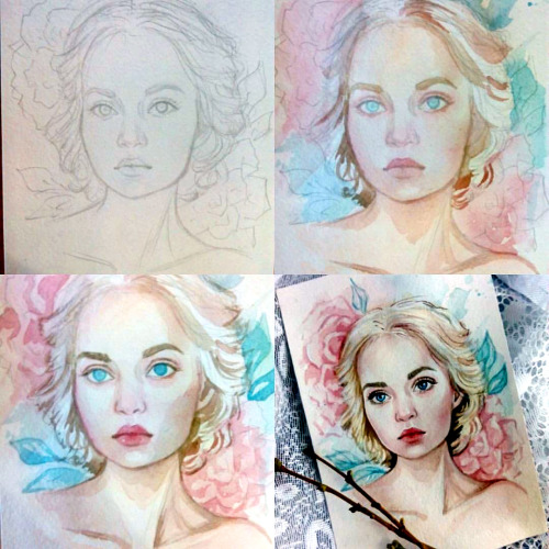 Portrait watercolor stages