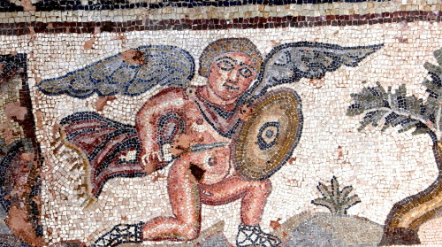 A hunting Eros.  Mosaic from the “Bath of Achilles” in the House of Theseus, Paphos, Cyp