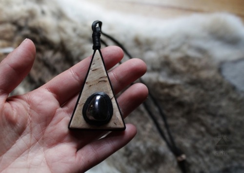  My first silver birch necklace, featuring a onyx gemstone! This one-of-a-kind amulet is still avail