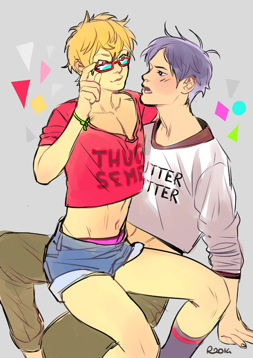 naturalvirtue:  Free boys + top crops… Rei and Nagisa’s designs are based on @butleronduty ’s! Because I’m a fashion criminal and I must make this show look even gayer.  I got too lazy to draw Haru in the end, I’m sorry. But it’s ok because