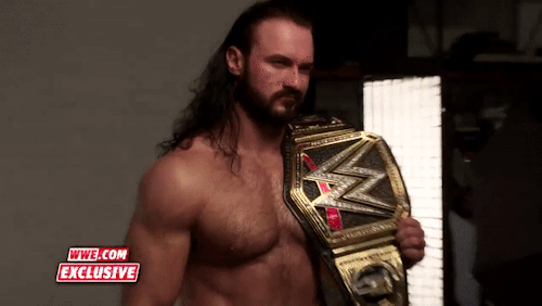kelseywrestling:Drew McIntyre poses with his newly won WWE Championship