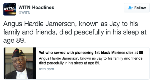 the-movemnt: Angus Hardie Jamerson, one of the first black Marines, has died at age 89 Angus Hardie 