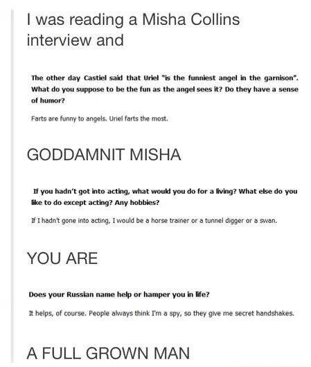 hannahruth990: Some Misha tumblr posts ☺️ Damn I love that man