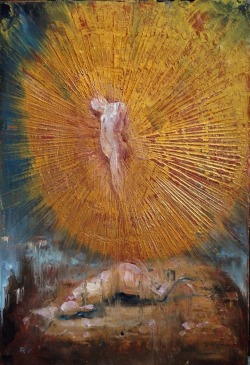 agostinoarrivabene: Agostino Arrivabene  Theofania 2013 ( study) oil, gold leaf on cardboard . Cm 32x22 www.agostinoarrivabene.it