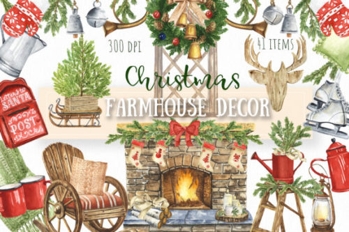 Christmas Farmhouse Decor Graphics by KaleArtCreative