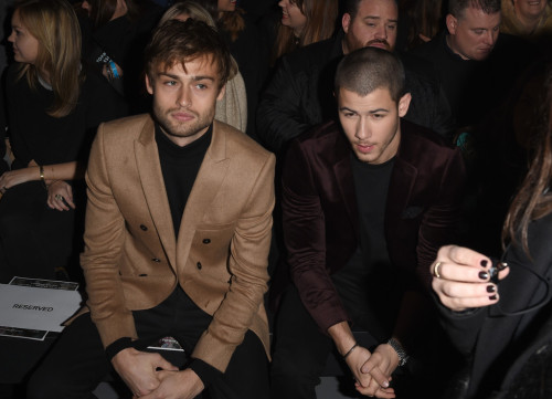 jobrosnews:    Nick Jonas and Douglas Booth attend the TOPMAN Design show during the London Collections Men AW16 at the Top Man Show Space in London, England on January 08, 2016. [More Pictures]   