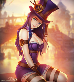 pinkladymage:    The original Caitlyn skin is still one of my faves * - * Hope you like my take on it!  patreon ✮ gumroad ✮ twitter ✮ deviantart ✮ pixiv 