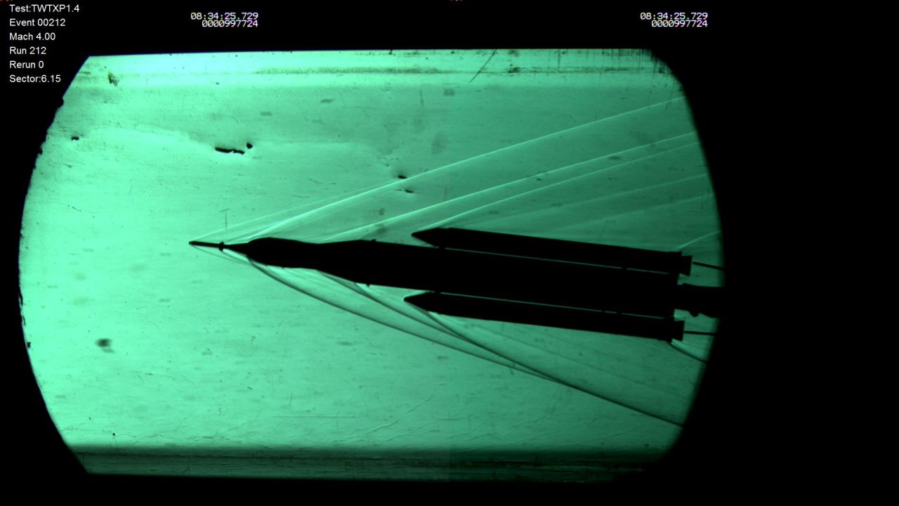 NASA engineers test a model of the Space Launch System rocket in a wind tunnel at NASA’s Langley Research Center. The image is taken from a test camera. Image credit: NASA