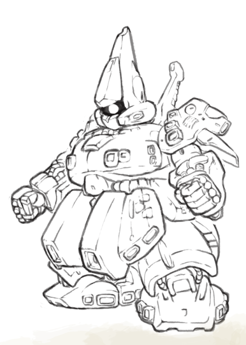 Little The-O figure from my desk. I should use references for mecha stuff more often.