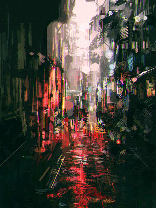 an empty slum alley waking up to the sound of rain. (2017)