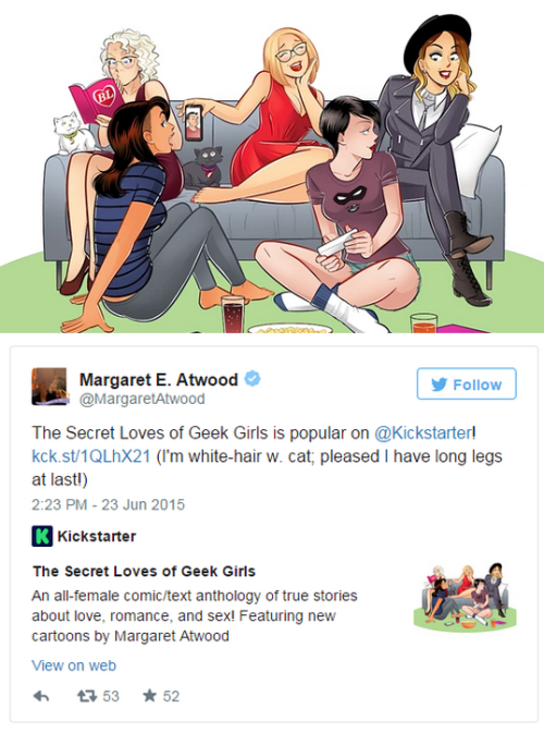 Margaret Atwood draws cartoon strip for ‘geek girl’ anthologyThe novelist is contributin