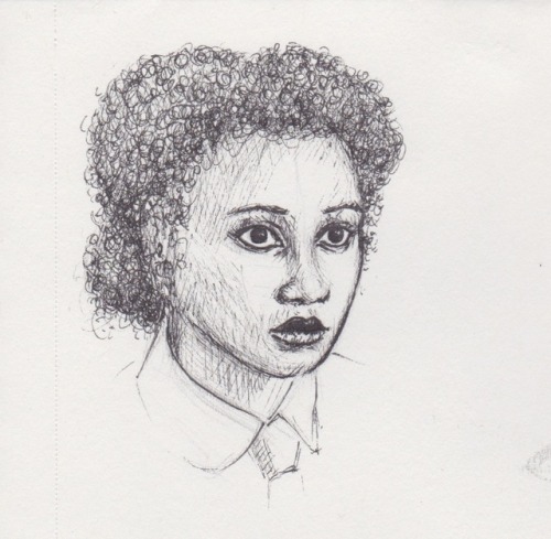 vincents-crows: Tiny pen doodle of Rebecca James from months ago that I never posted.