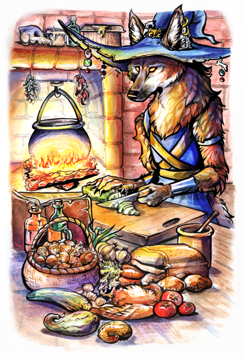 WolfWitchTober day 3: Maned wolf / Cooking