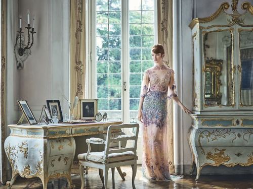 Aia Busk in Marchesa photographed for Harper’s Bazaar