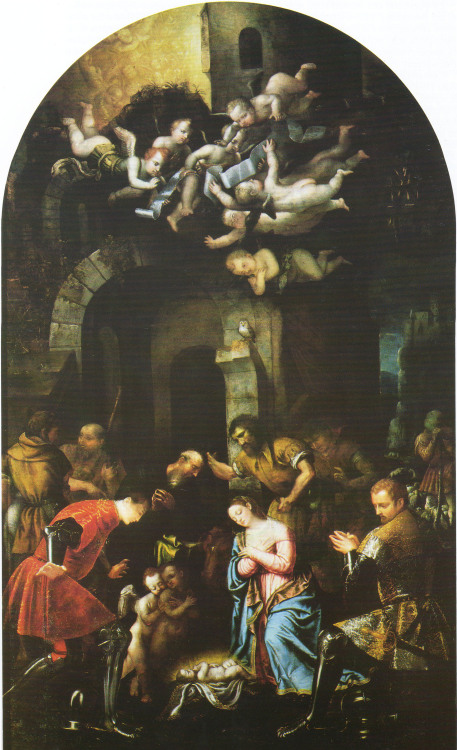 Adoration of the Shepherds with the Saints Nazarius and Celsus, by Moretto, Collegiata dei Santi Naz