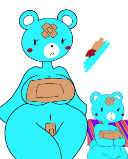 notsohappyslimeart:  @darky03 i drew your bandaid bear!  I wuv her 💚  Pm me for more information about my art  Very noice 0w0 Such cute and lewd all smashed into one blue beer. :3