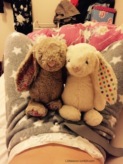 littlelexxx:  lilhoneybunny420:  pamperedgirls:  littlelexxx:Just a little bunny update🙊both are settled in super well with me here, they seem to really love it. We gets to have all the very best snuggles together and they hears all my secrets!! I