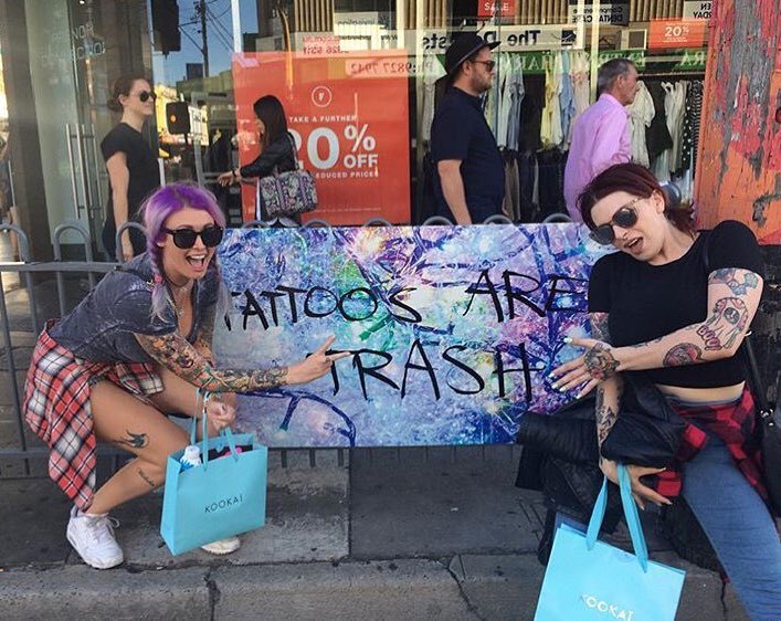 tattoos are trash 🗑 @peggysue_suicide #tbt #chapelstreet #melbourne by darthlux