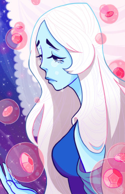 nishayy: What’s the use of feeling, Blue? … Blue Diamond 11x17 holographic print that I just finished for Anime Boston! Her character design is so pretty ahhh ;_; 