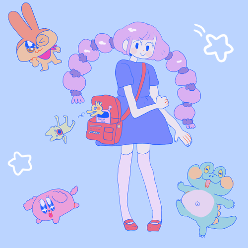 shroomdraws: a blueberry girl and her bootleg tamagotchis 