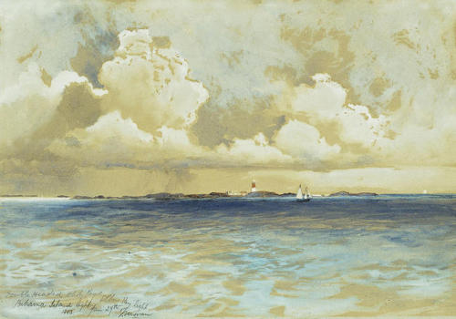 huariqueje:  Bahama Island Light    -   Thomas Moran ,1883 British-American.1837-1926 Watercolour ch