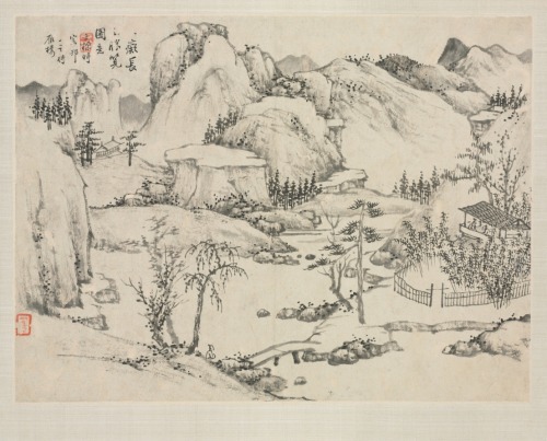 Landscape Album in Various Styles: Scenery of Mt. Changbai after Huang Gongwang, Zha Shibiao, 1684, 