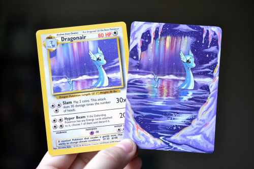awesomepaintedcards:  Dragonair Pokemon Card Alter  Dragonair stores an enormous amount of energy in