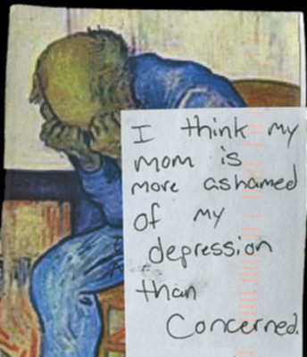 postcard-confessions:“I think my mom is more ashamed of my depression than concerned.”Posted