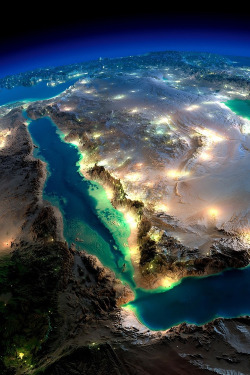 thevisualindividual:  iamease:  Highly detailed Earth illuminated by moonlight over Saudi Arabia.   Wow 
