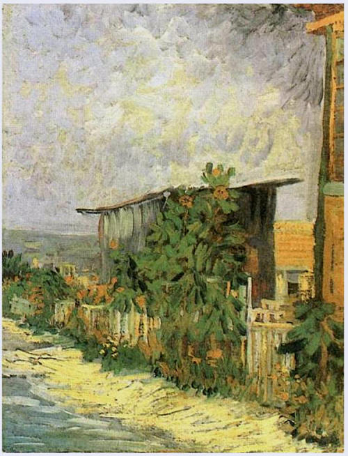 Montmartre Path with Sunflowers, 1887, Vincent van GoghMedium: oil,canvashttps://www.wikiart.org/en/