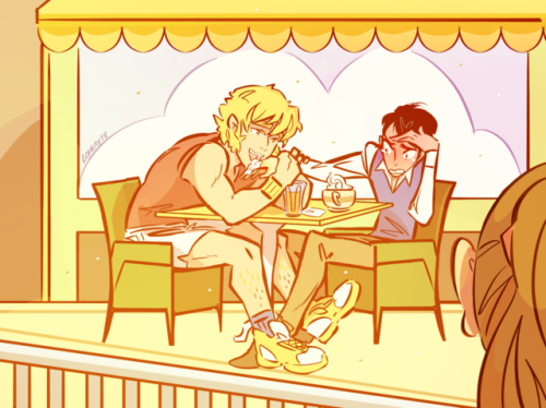 Simon and Beau relaxing in a local cafe. My original sotry about a zoophile whose dog turns into a h