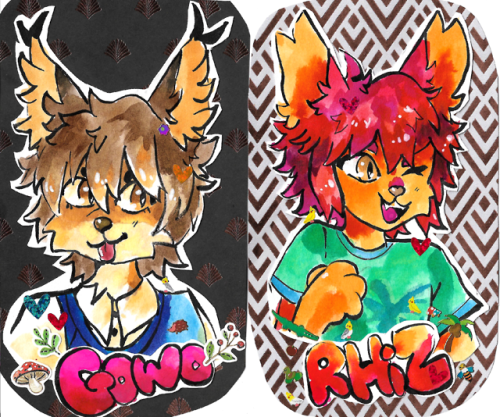 traditional badges for a friend and me!!! theyre holographic and shiny irl!!