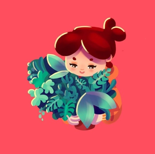 Playing around with a different style. and bolder colors &hellip;#plants #pottedplants #leaves #girl