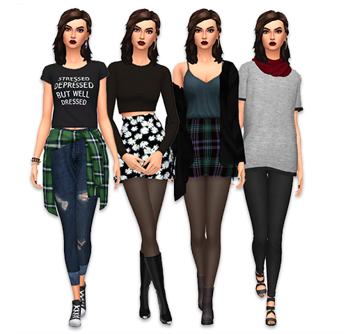 lilsimsie: LOOKBOOK #1 - GrungeLook 1:top: {x} by simslookbooks (and mesh)flannel:&nb