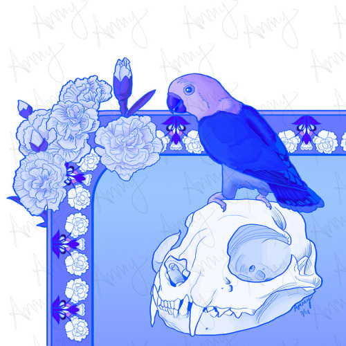 thebeakincarnate: ammytheartist: Rainbow art nouveau skull birbs. Art by me #ammytheartist #art #art