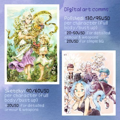 hello and once again I am open for commissions! I had to revise my prices after looking around at ra