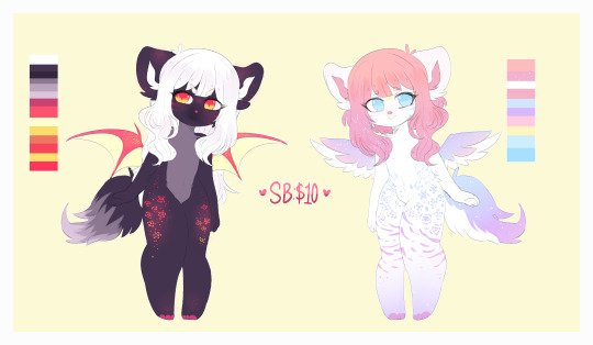 shiibezaru:  Hello guys! I did those designs some days ago, and I really need to sell them;;; If you’re interested you can bid here:https://www.furaffinity.net/view/29511335/ The SB is for both designs, so you can have two cuties for a small price;v;Even